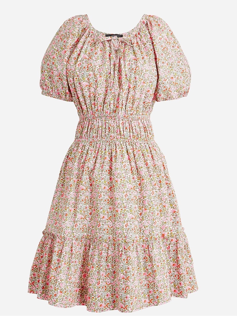 J. Crew Cinched-waist Puff-sleeve Dress In Scattered Blooms Size Large